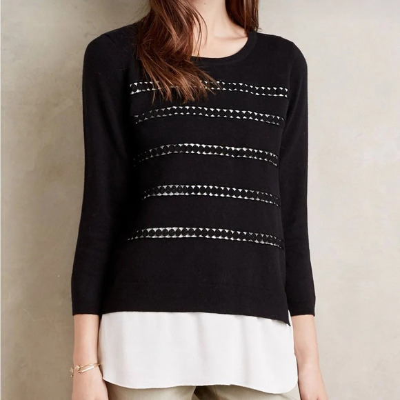 Anthropologie Angel of the North Dovie Layered Cashmere Blend Pullover - Picture 1 of 6